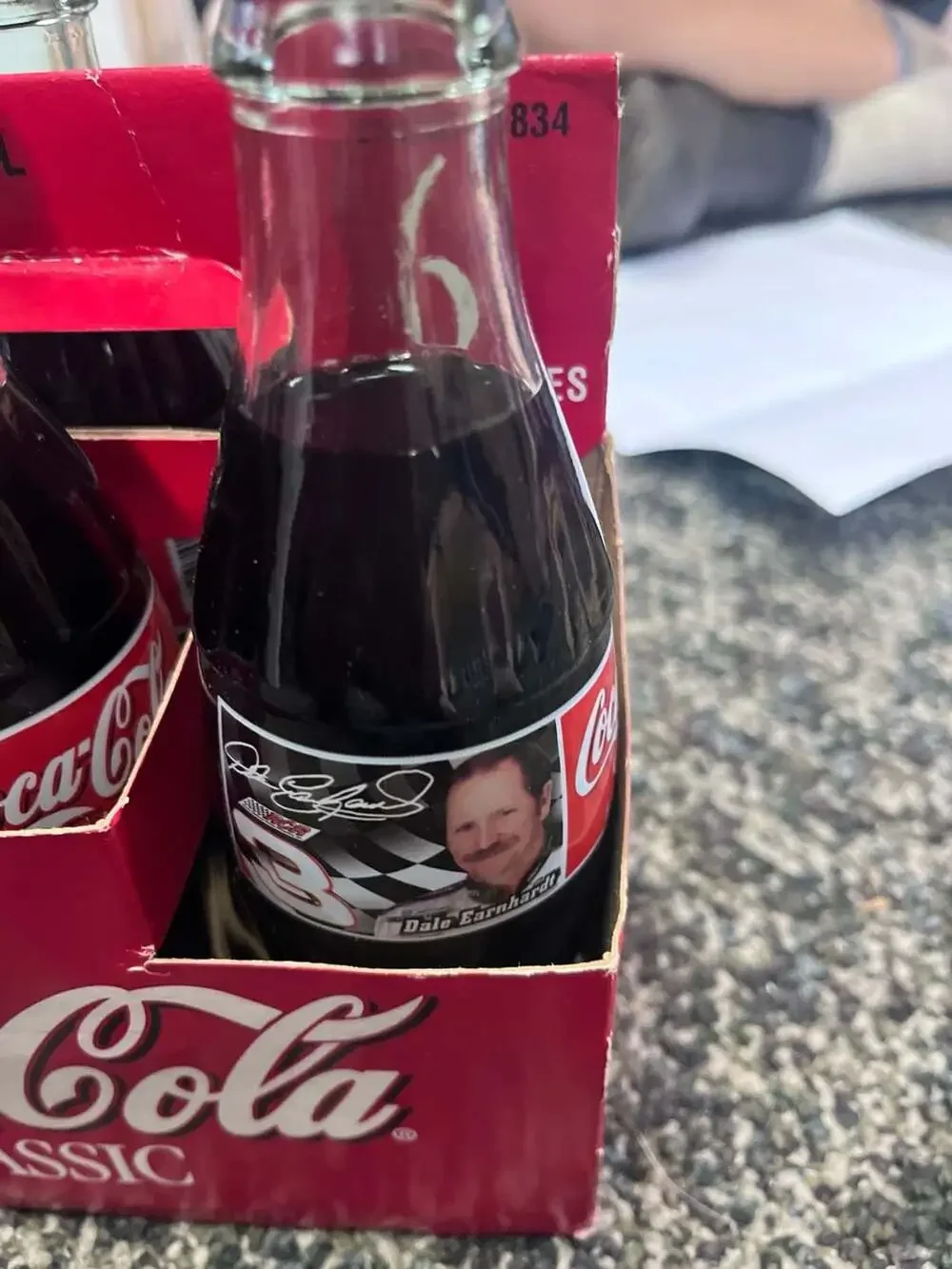 Vintage Coca-Cola Classic Dale Earnhardt NASCAR 6-Pack of 8oz Glass Bottles